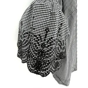 Lauren Ralph Lauren Blouse Gingham Black White Embroidered Bell Sleeve Top M/L thumbnail 3