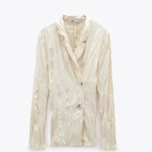 NWT  Zara CREASED-EFFECT SATIN JACKET Medium Lightweight thumbnail 3