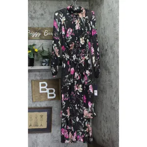NWT Rachel by Rachel Roy Belted Chiffon Midi Dress Cascade Garden Black Multi 10 thumbnail 3