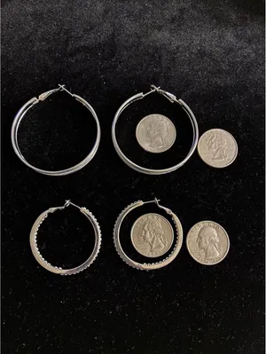 Silver tone Hoop and Dangle Earrings Lot thumbnail 3