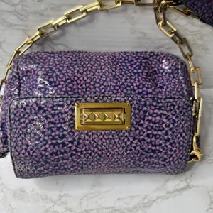 Tory Burch heidi pigskin leopard heart Chain crossbody Bag Purple Small thumbnail 2
