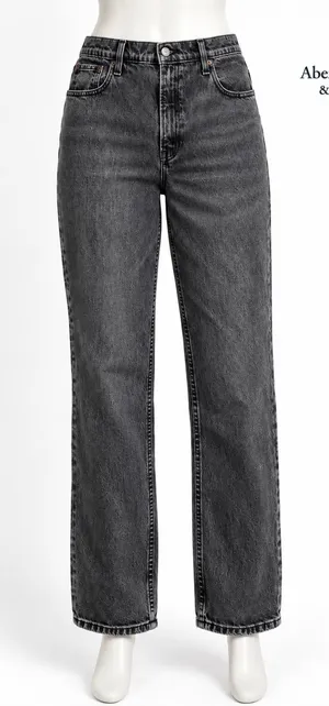 Abercrombie & Fitch 90s Straight Ultra High Rise Jeans 28 6S Washed Black thumbnail 1