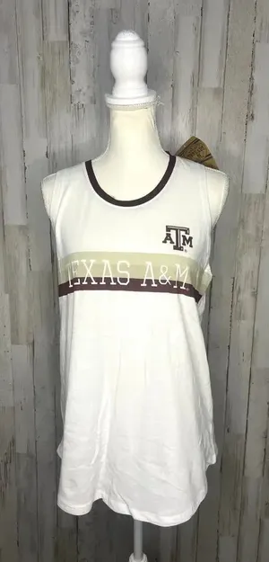 NWT‎ Rivalry Threads Women's Medium White Texas A&M Aggies Sleeveless Tank Top thumbnail 1