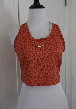 womens Nike Dri-FIT Animal Print Cropped Training Tank Scoop Neck Orange S thumbnail 1