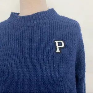 Victoria's Secret PINK Navy Blue Varsity Letter Boyfriend Sweater sz med thumbnail 2
