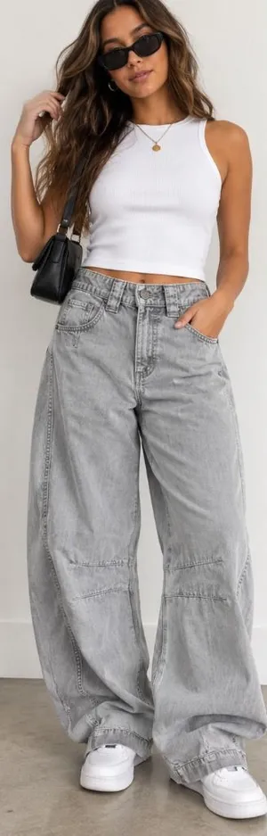 BDG Urban Outfitters Grey Baggy Denim Pants Size 4 thumbnail 1
