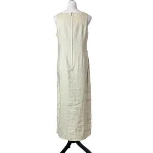 Vintage Y2K 100% Linen Maxi Dress Size 8 Crochet Button Up Fairy Coastal Boho thumbnail 8