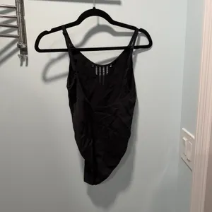 Black Seamless Laser Cut Perforated Bodice‎ Bodysuit Adjustable Straps Large thumbnail 2