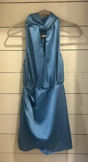 Hello Molly FANCY 'FIT SATIN MINI DRESS BLUE thumbnail 2