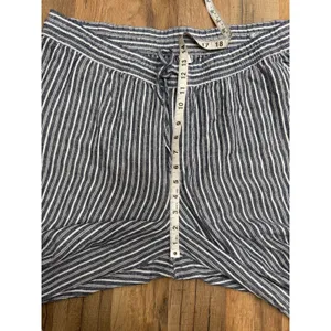 Old Navy XL Tall Linen Blend Wide Leg Pants Blue White Stripe Drawstring thumbnail 9