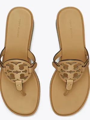 Tory‎ Burch Miller Leather Wedge Sandals Size 8 in Ginger Shortbread NEW Dustbag thumbnail 5