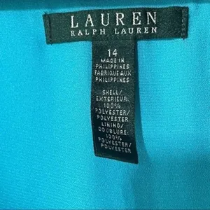 Lauren Ralph Lauren Dress Womens 14 Turquoise Blue Pintuck Sleeveless Pockets thumbnail 5