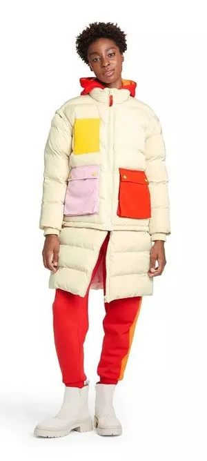 Lego x Target Cream Long Sleeve Colorblock Full Zip Long Quilted Puffer Jacket S thumbnail 1