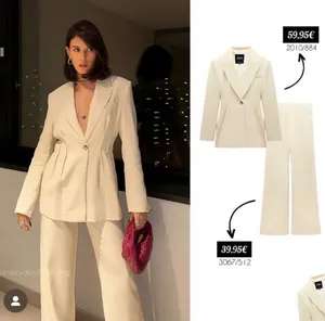 Zara NWT White STANDARD LENGTH SATIN TROUSERS. Size Large thumbnail 5