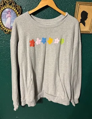 Lonely Ghost Gray Floral Limited Edition Crewneck Sz XL thumbnail 1