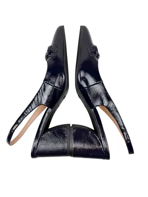 NYDJ Sanya Point Toe Slingback Heels Navy Patent Leather Size 9 thumbnail 9