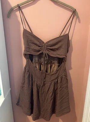 American Threads Front Cut Out Brown Romper thumbnail 1