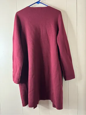 J. Crew Cardigan Sweater Long Open Front Women Medium Red Oversized thumbnail 4