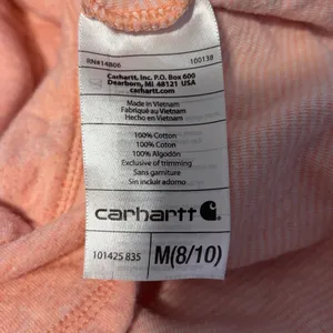 Women's Carhartt Fresh Peach Heather Pondera hooded Henley Shirt size medium thumbnail 9