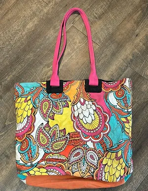 Joe Boxer tote bag featuring a colorful paisley pattern with pink‎ straps thumbnail 1