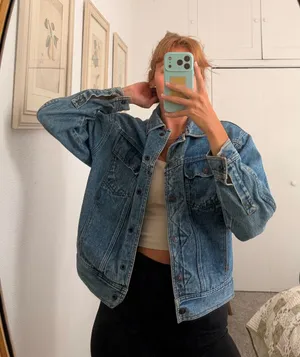 Vintage Cropped Denim Jacket Blue thumbnail 1