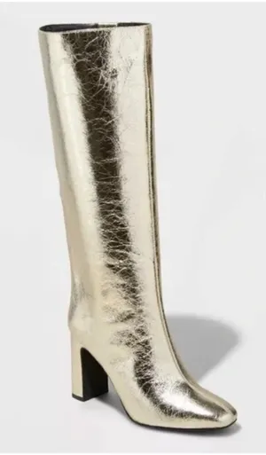 Gold knee high boots Size 8 thumbnail 1