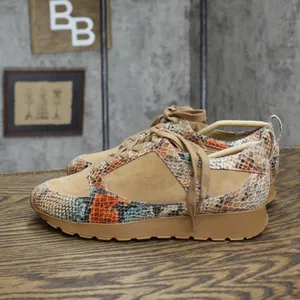 NWT G.I.L.I. Womens Snake Print Suede Low Top Sneakers Caramel Brown 6.5M thumbnail 2
