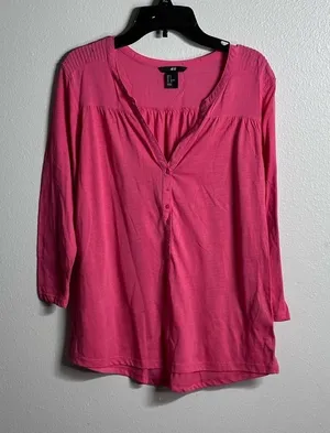 H&M Women Casual 3/4‎ Sleeve Pink Blouse Size S. thumbnail 1
