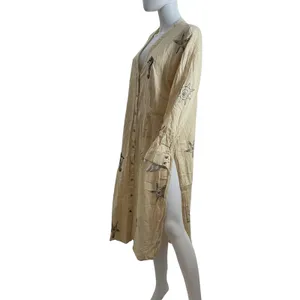 Anthropologie‎ Nautical Embroidered Maxi Dress Cream Seahorse Starfish Small thumbnail 7