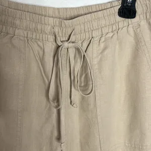 J. Crew Wide-leg seaside textured drawstring pant in linen beige hue size M tall thumbnail 7