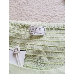 SAGE THE LABEL Embroidered Sage Green Mini Babydoll Dress Sz M thumbnail 4