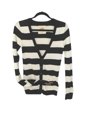 Hollister ★ Varsity Collegiate Rugby Stripe Cardigan Sweater ★ Navy White ★ S thumbnail 7