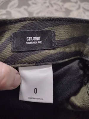 Express Olive Green Zebra-Print Straight Jeans thumbnail 4