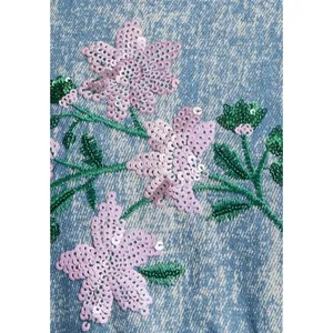 Sister Jane Azul Blue Denim Sequin Floral Minidress NWT Size S thumbnail 4