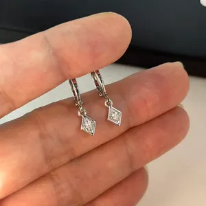 CZ Geometry Rhombus Dangle Drop Earrings for Men Women Streetwear Unisex Style thumbnail 3