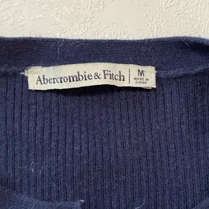 Abercrombie & Fitch Ribbed Henley Top Navy Long Sleeve Size M thumbnail 5