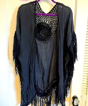 SheIn Black kimono beach coverup thumbnail 1
