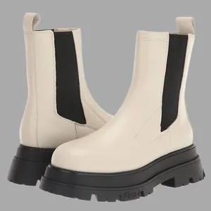 NWT ASH Cream & Black‎ 100% Leather Platform Ankle Boots – Size 5.5 thumbnail 1