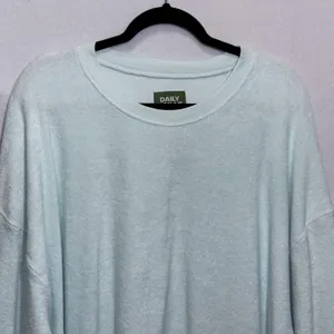 Daily Drills Oversized Crew Neck Terry Cloth Cozy Sweatshirt Surf Green Size M/L thumbnail 6