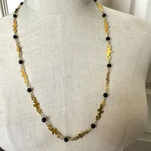 Gold tone and black beaded necklace thumbnail 1