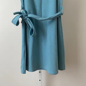 Pink Devil Cotton Dainty Quirky Ruffle Strap Ribbed Mini Dress Small Blue thumbnail 6