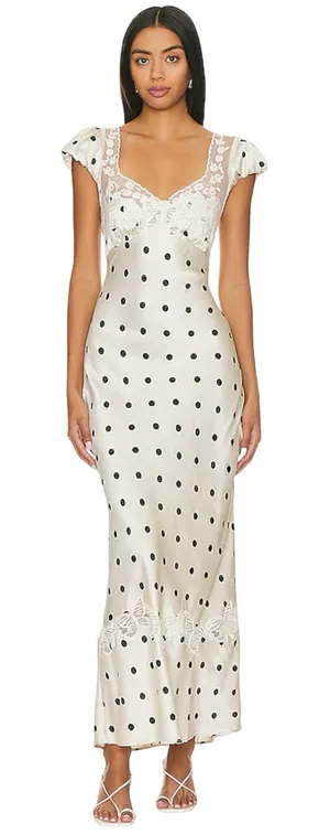 FREE PEOPLE Women’s Butterfly Babe Maxi Satin Polka Dot Slip Dress thumbnail 1