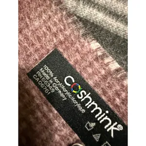 Cashmink by V. Fraas Reversible Plaid Scarf Grey Mauve Red Made in Germany NWT thumbnail 3
