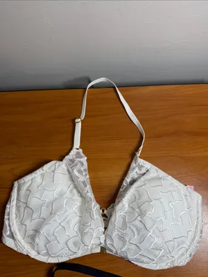 2 Victorias Secret Pushup Bras Lace Front Closure Black White Halter Neck 38C thumbnail 3