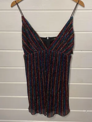 Forever 21 NWT shiny foil rainbow spaghetti strap mini dress thumbnail 6