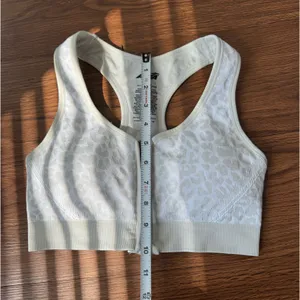 Avia Sports Bra Womens M Gray Leopard Front Zip Racerback Seamless thumbnail 7