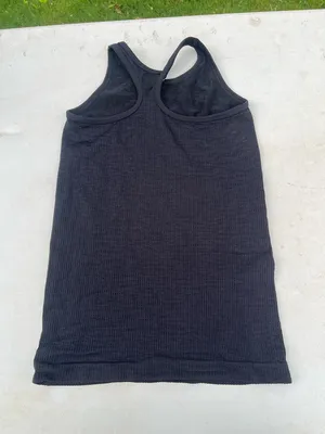 Athleta Black Ribbed Racerback Tank Top thumbnail 3