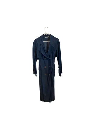JustFab Double Breasted Longline lightweight Denim Trench Coat Belted minimalist thumbnail 9