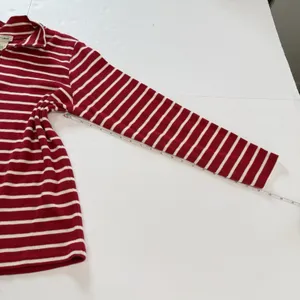 LL Bean Red White Stripes 1/4 Zip‎ French Sailor Pullover Top Size LARGE thumbnail 11