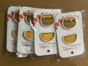 Colorways Embroidered Fashion Pins Taco & Burger Set thumbnail 3